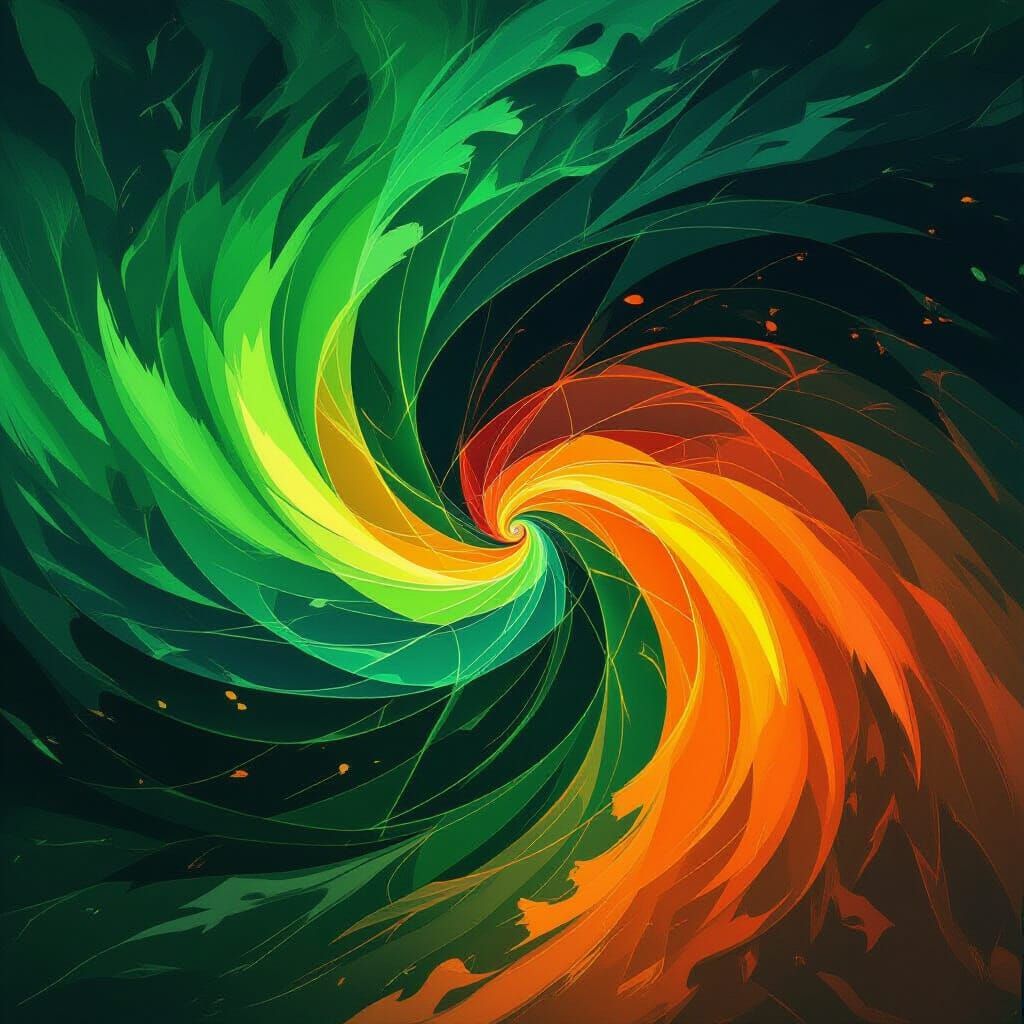 Swirling Neon Abstract Art with Intricate Patterns