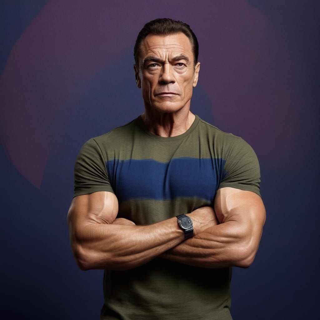 Serious Jean-Claude Van Damme in Classic Studio Portrait