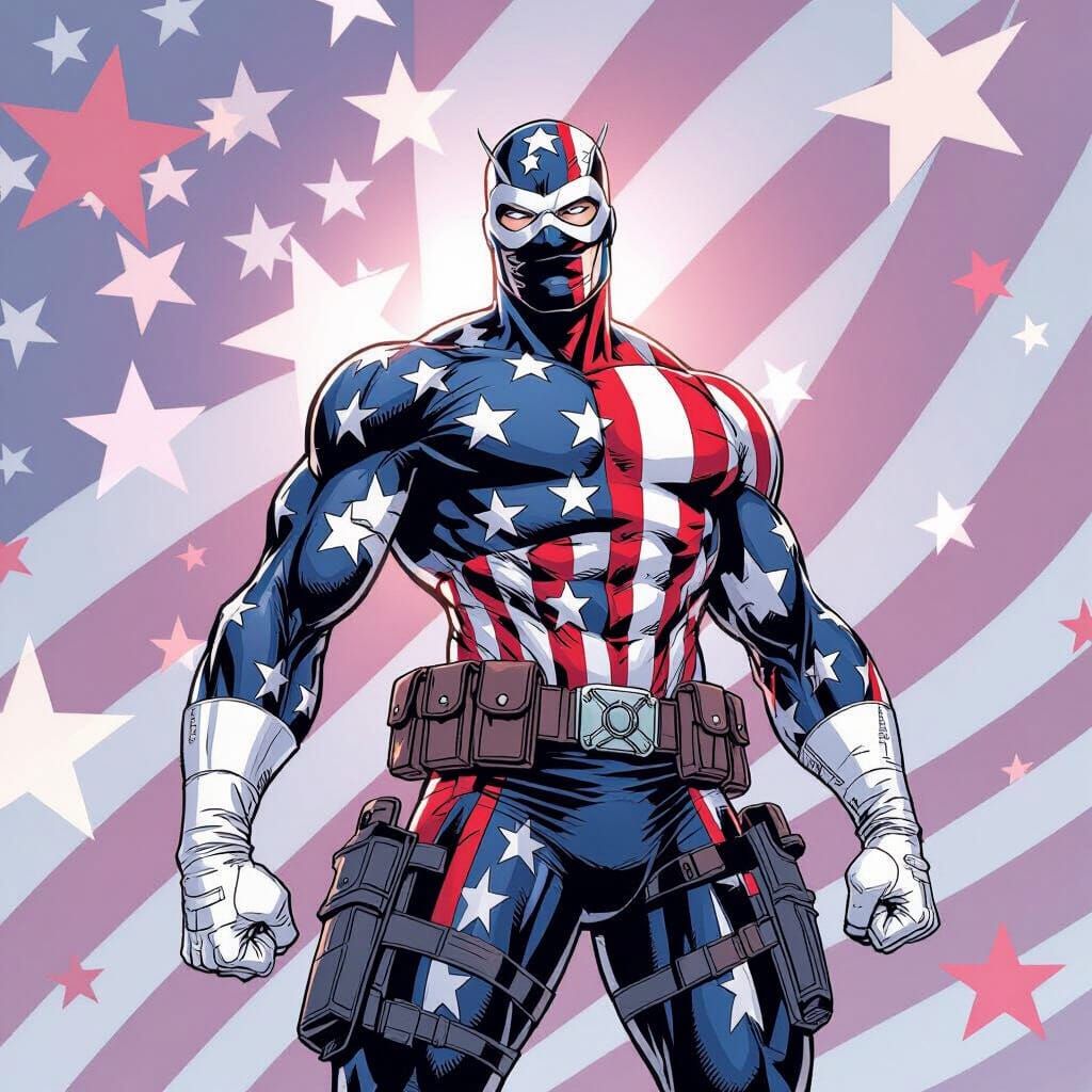Patriotic Superhero Comic Art in Mark Brooks Style