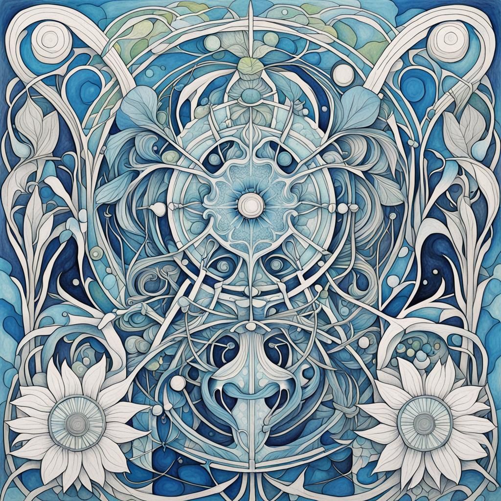 Colorful Abstract Art Brut and Art Nouveau Fusion