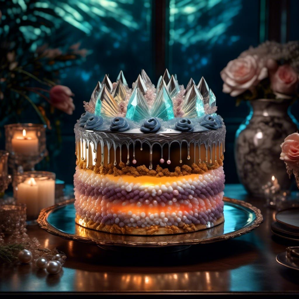 Appetizing Pearlescent Cake in Crystal Glass