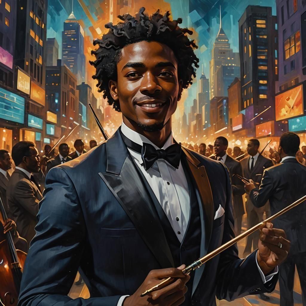 Afrofuturistic Portrait of a Symphony Conductor