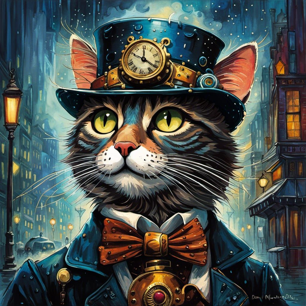 Steampunk cat gentleman