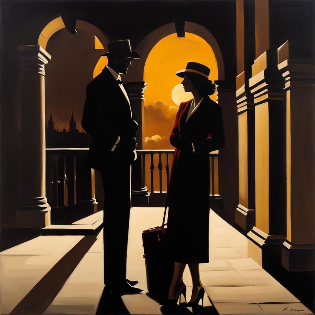 Romantic Lovers in Moonlit Elegance