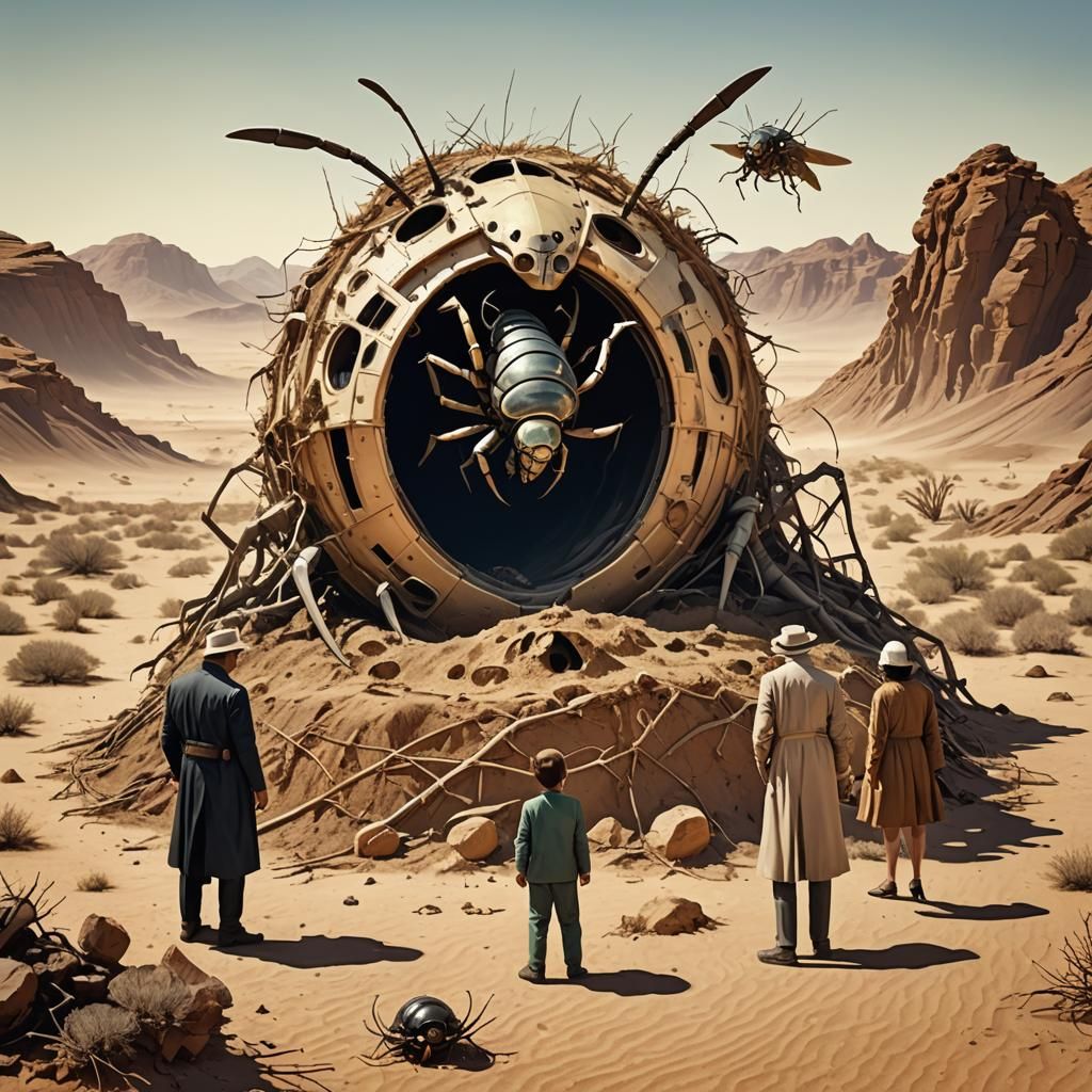 Retro Sci-Fi Insect Creature Hypnotizes Humans