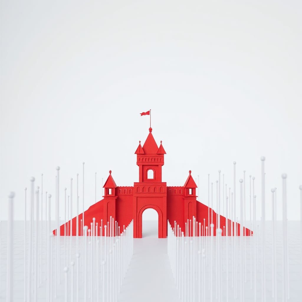 Abstract Origami Castle Wall in 8K Resolution