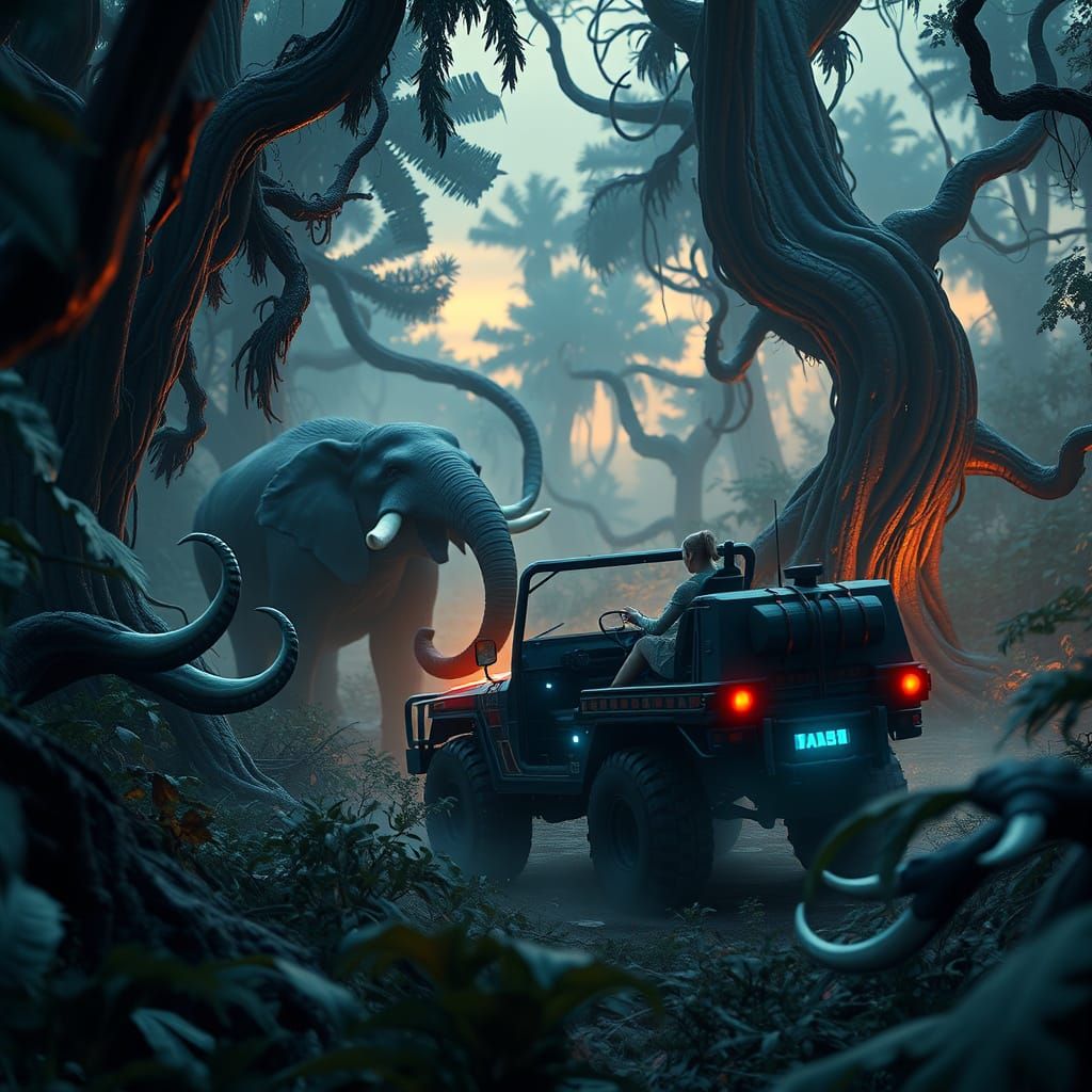 High Elf Smuggler Embarks on Dusk Safari Through Alien Jungl...