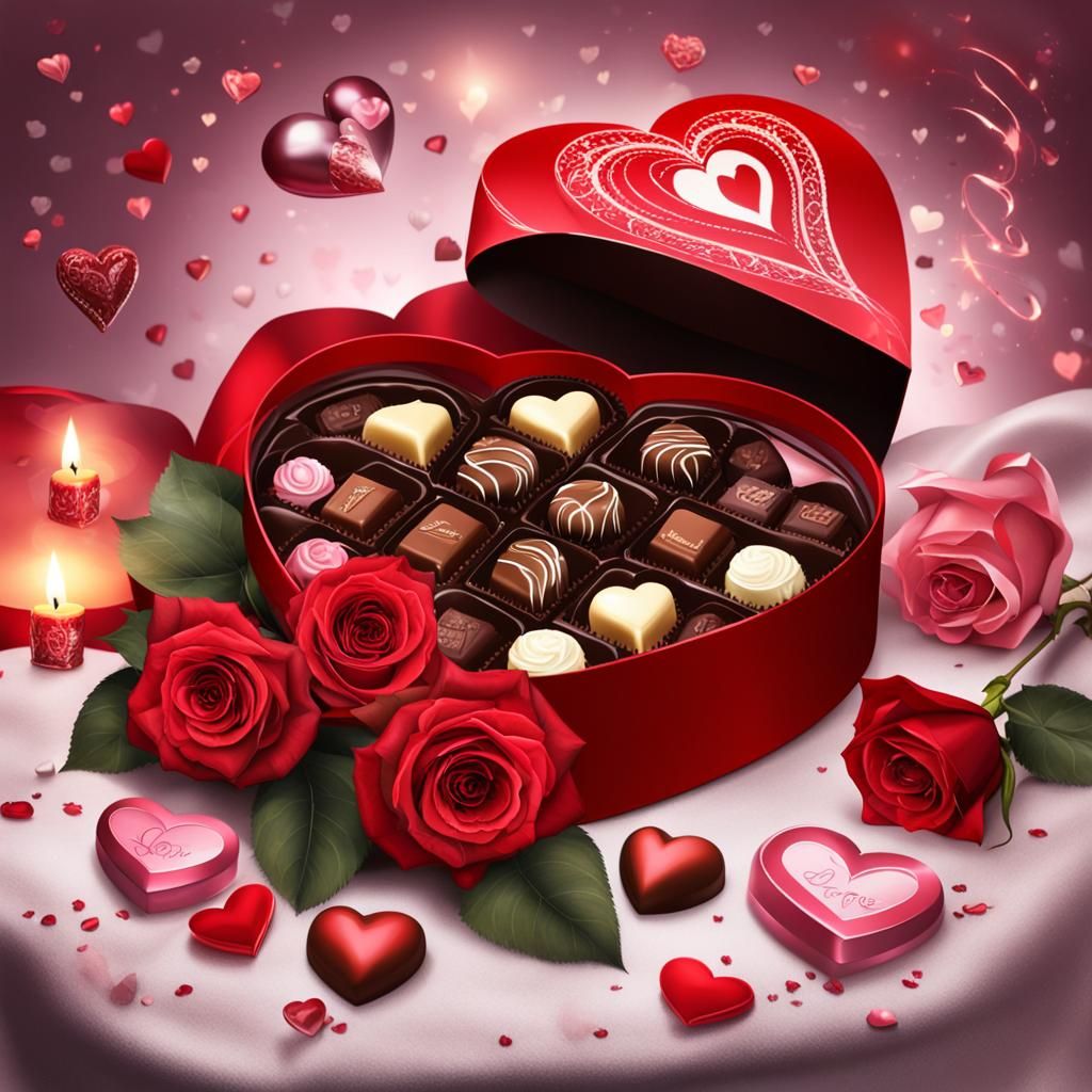 Valentine's Day Chocolates and Roses Splash Art