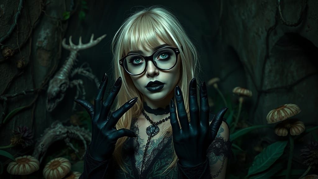 Gothic Woman in Overgrown Ruins: Dark Fantasy Art