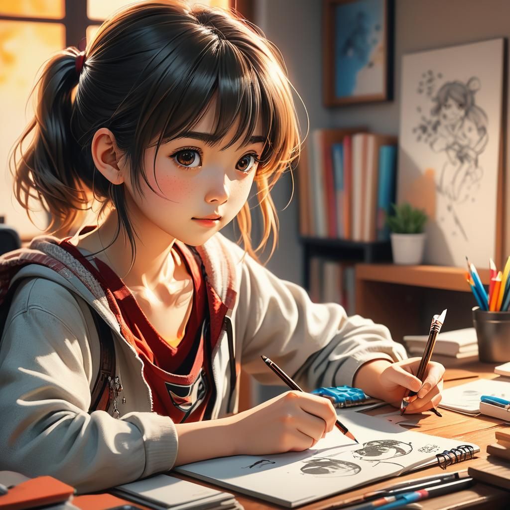 Girl Draws Manga: Hyper-Realistic Digital Art