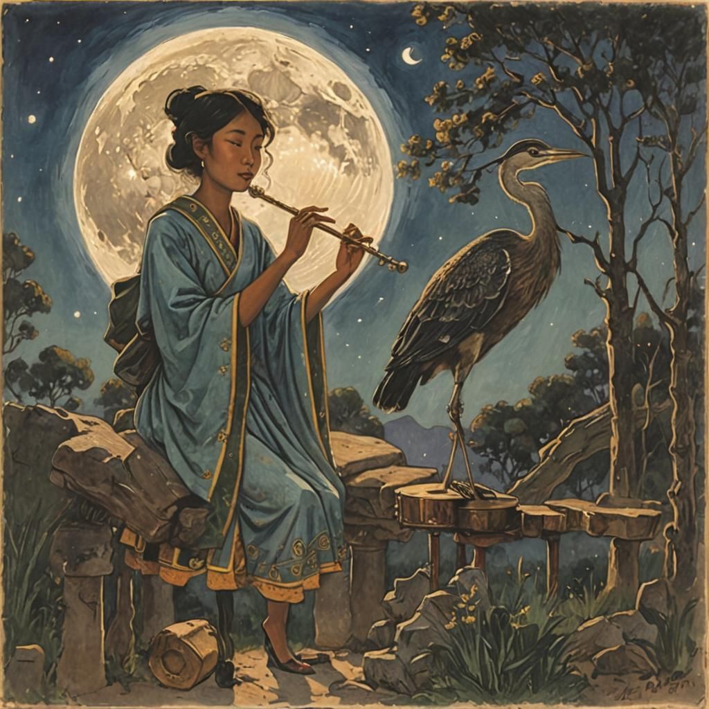 Musicians' Twilight Serenade Under the Moonlight