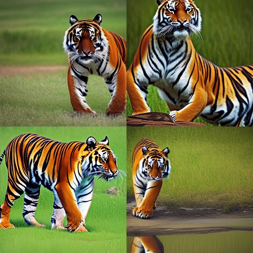 Tiger Stalks Prey in Natural Habitat