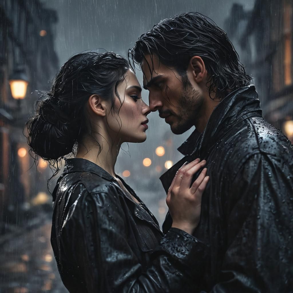 Forbidden Love: Tense Standoff in Film Noir Style