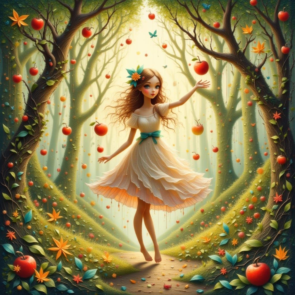 Magical Forest Transformation with Ethereal Apple