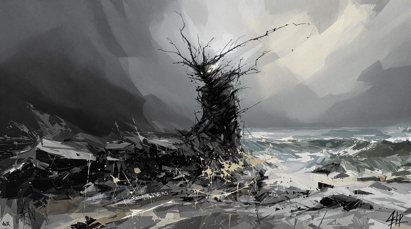 Gritty Coastal Storm Abstract Artwork