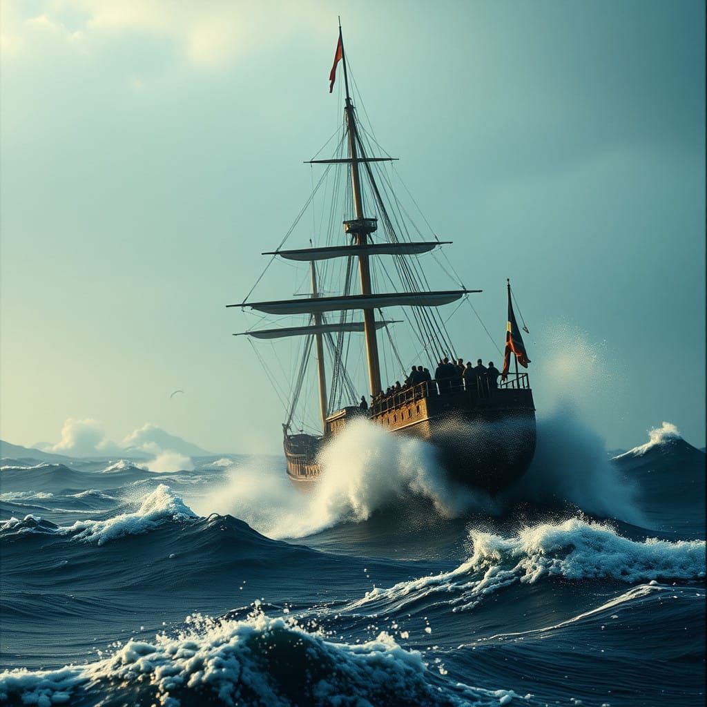 Epic Maritime Battle in Cinematic Film Style