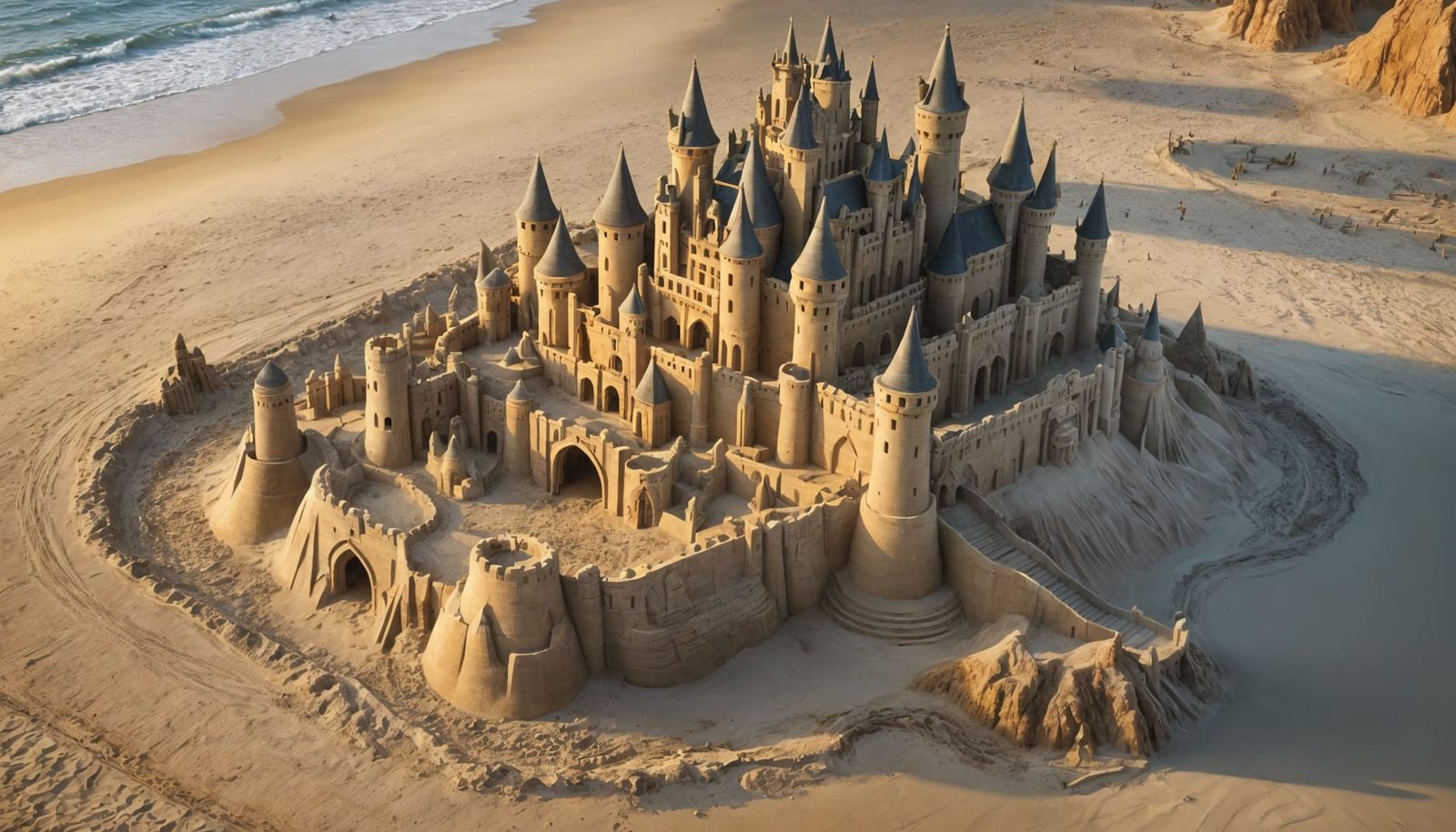 Beach Kingdom: Towering Sandcastle Art, Photorealistic Close...