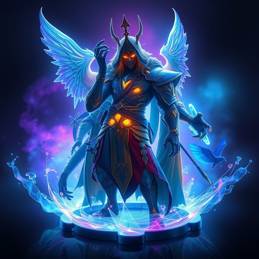 Epic Fantasy Hologram Art in Unreal Engine 5 Style