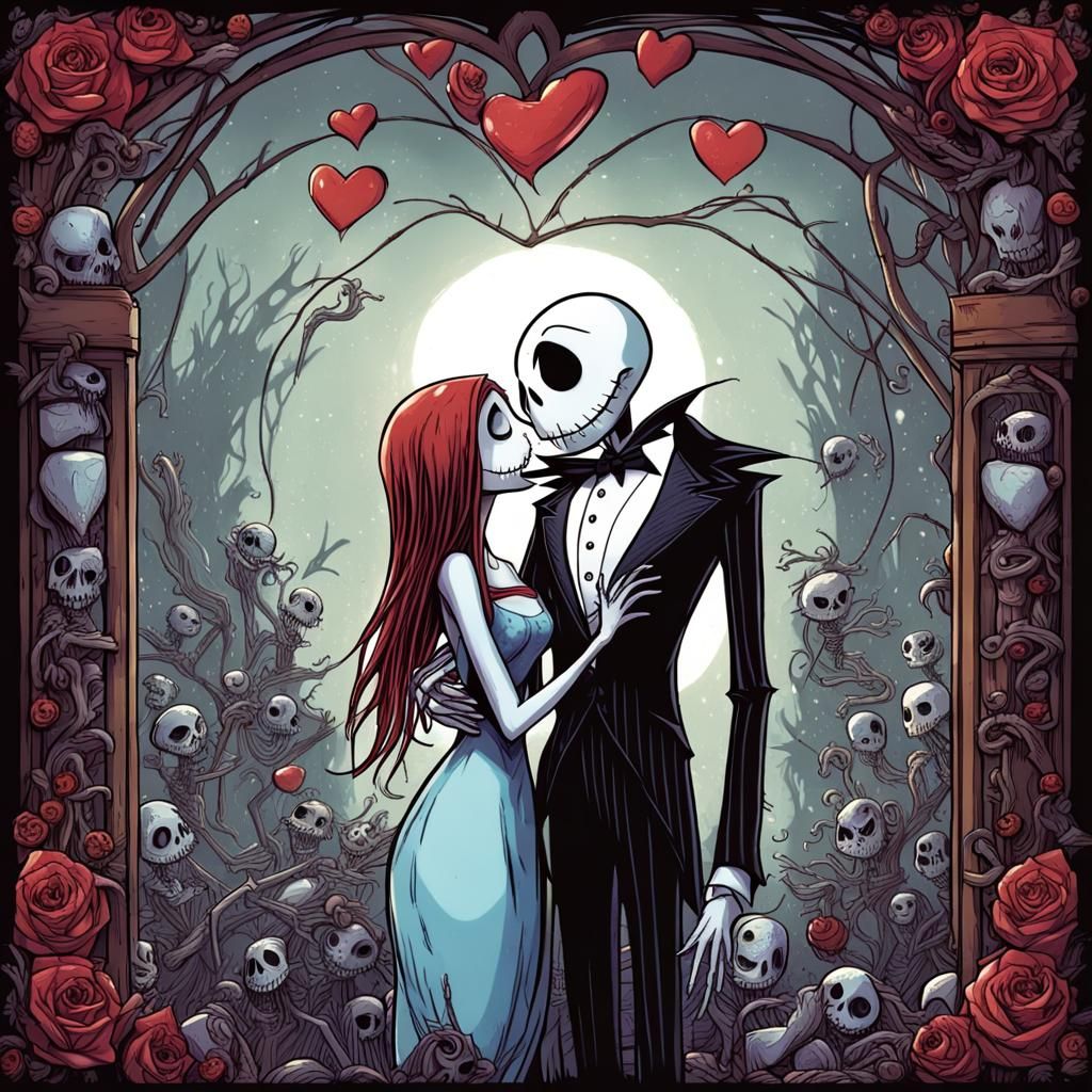 Jack and Sally Valentine's Day Comic Art