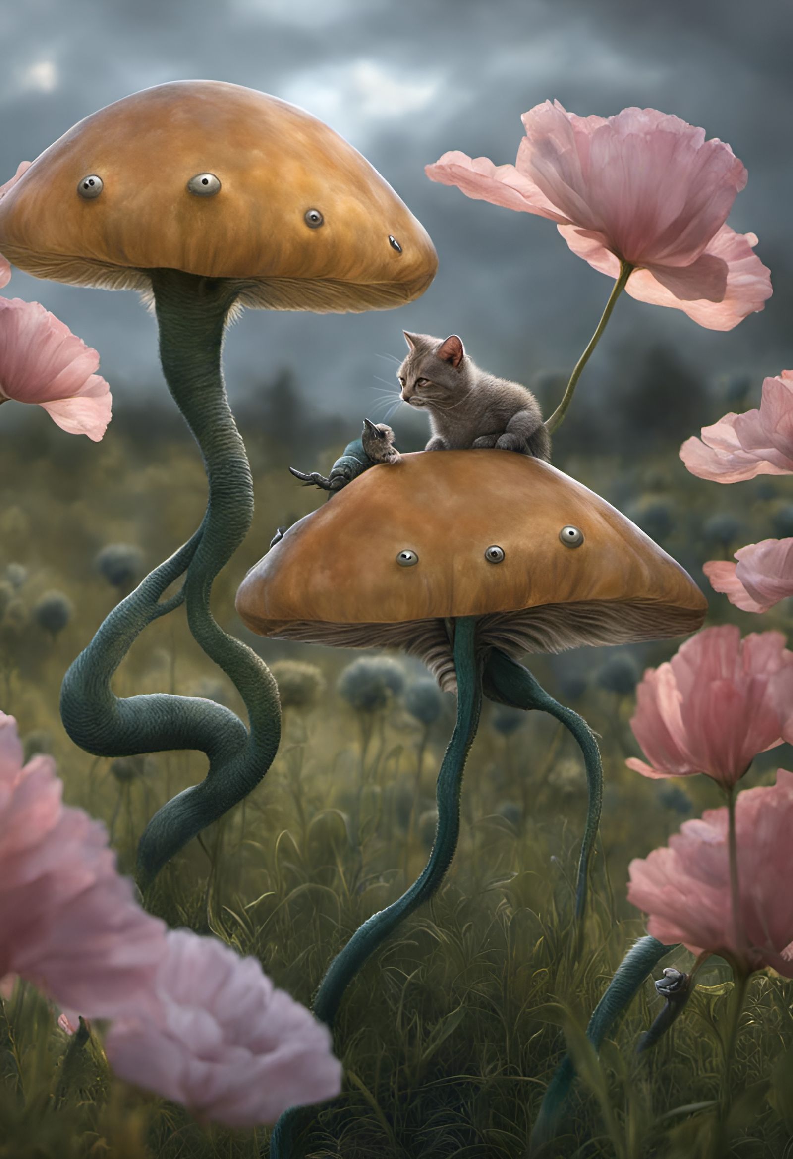 Happy Alien People Pets in Hyperrealistic Style