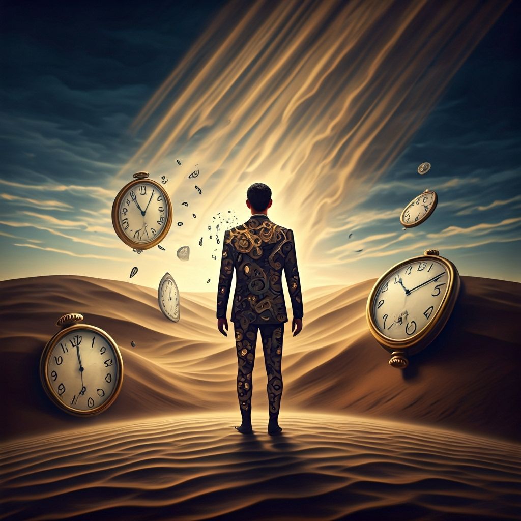 Surreal Time Unraveling Scene in Dreamlike Style