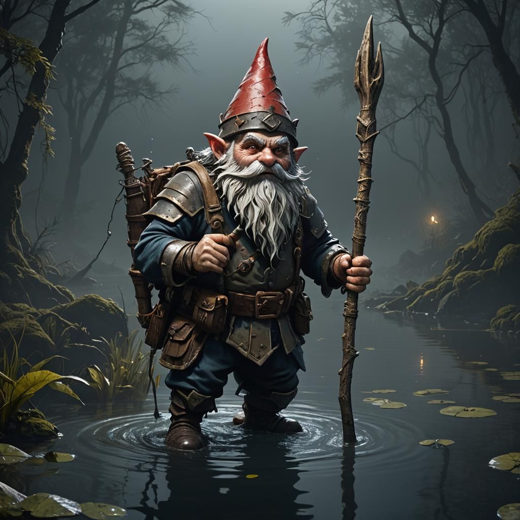 Sinister Gnome Spear Fishing in Dark Lake