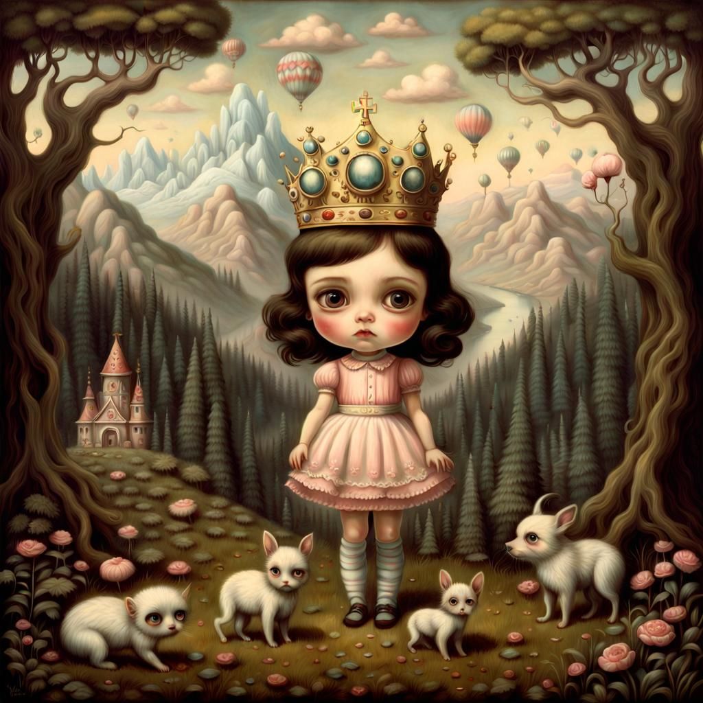 Surreal Toddler Queen in Whimsical Fantasy Style