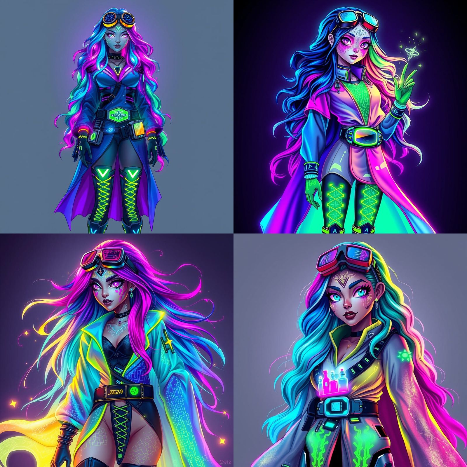 Electra the Cyber Sorceress in Cyberpunk Style