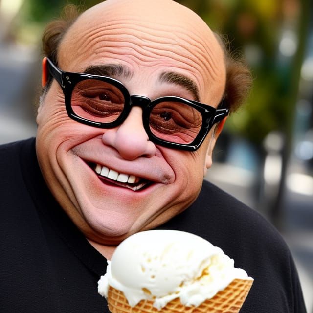 Danny DeVito Licking Ice Cream Cone