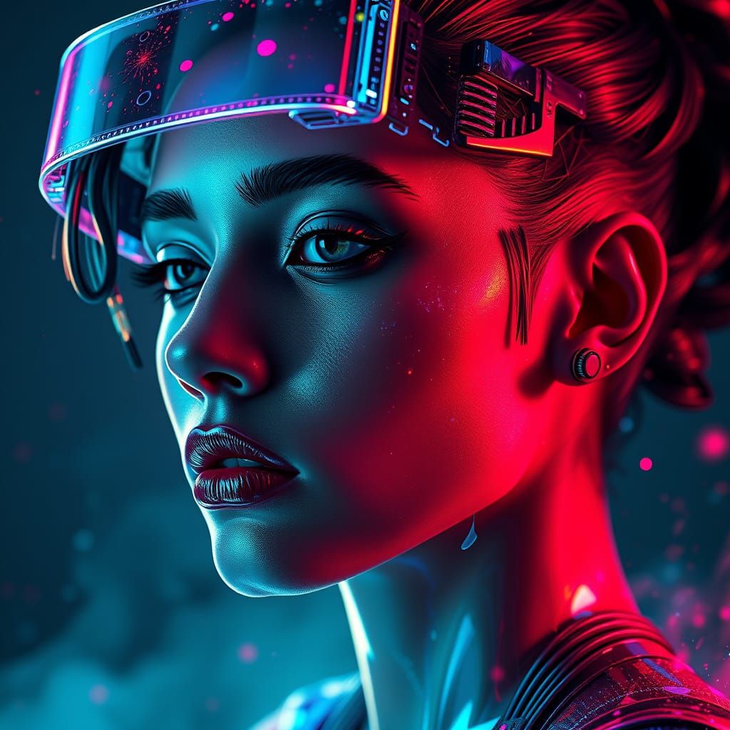 Holographic AI Portrait in Digital Art Style