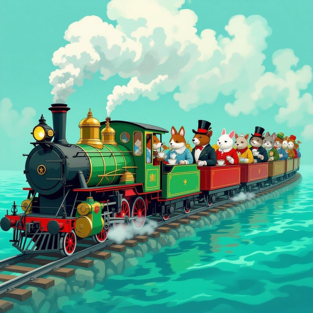 Whimsical Train Crosses Ocean With Animals In Victorian Tea ...