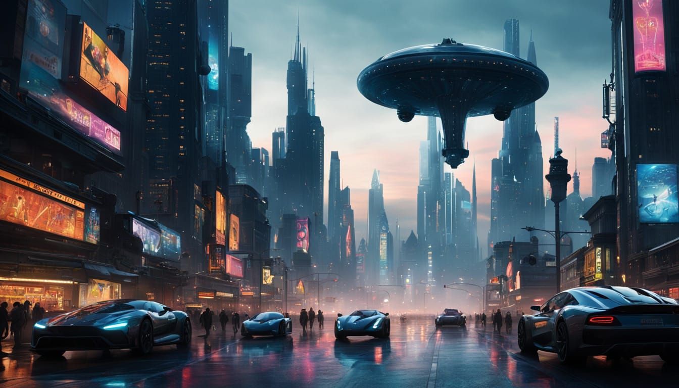 Sleek Futuristic Metropolis at Dusk