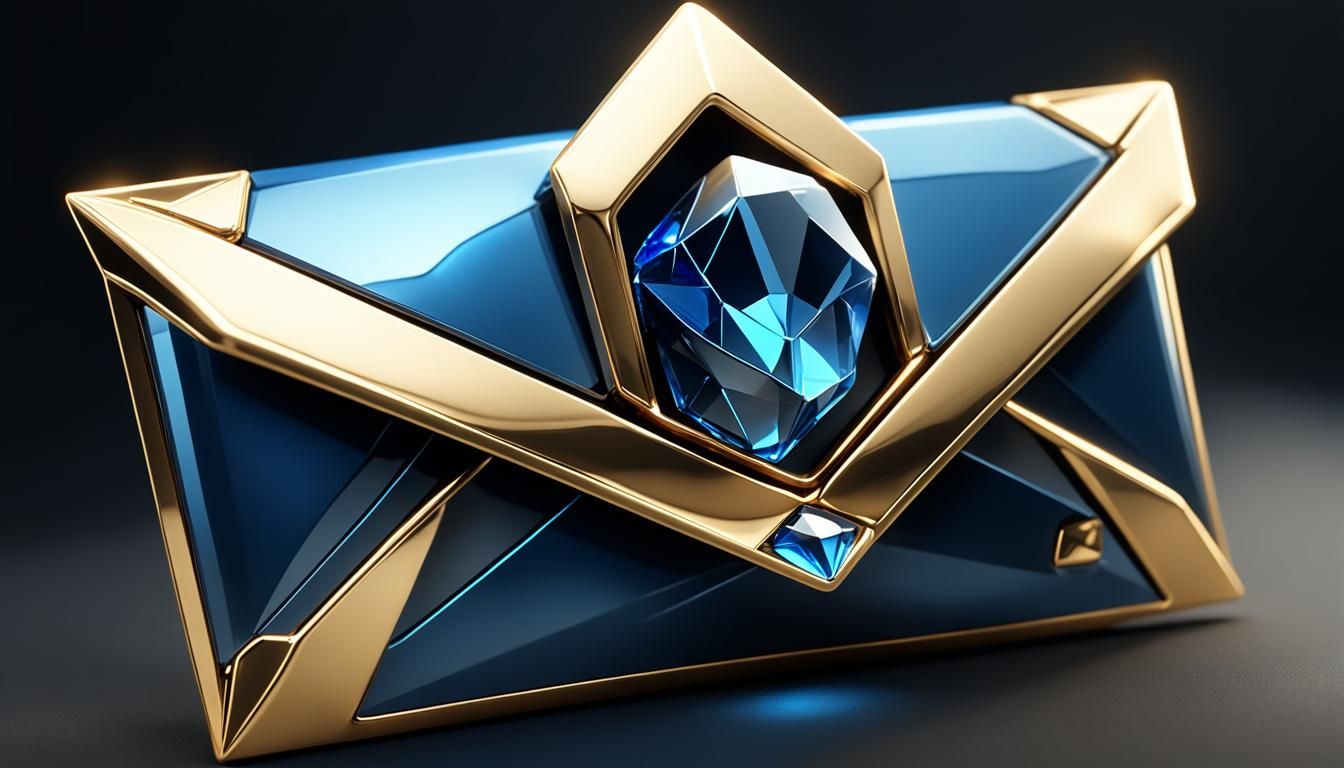 Man Sending Email Logo in Gold and Crystals