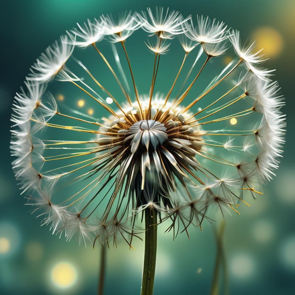 Silver Dandelion in Surreal Digital Landscape