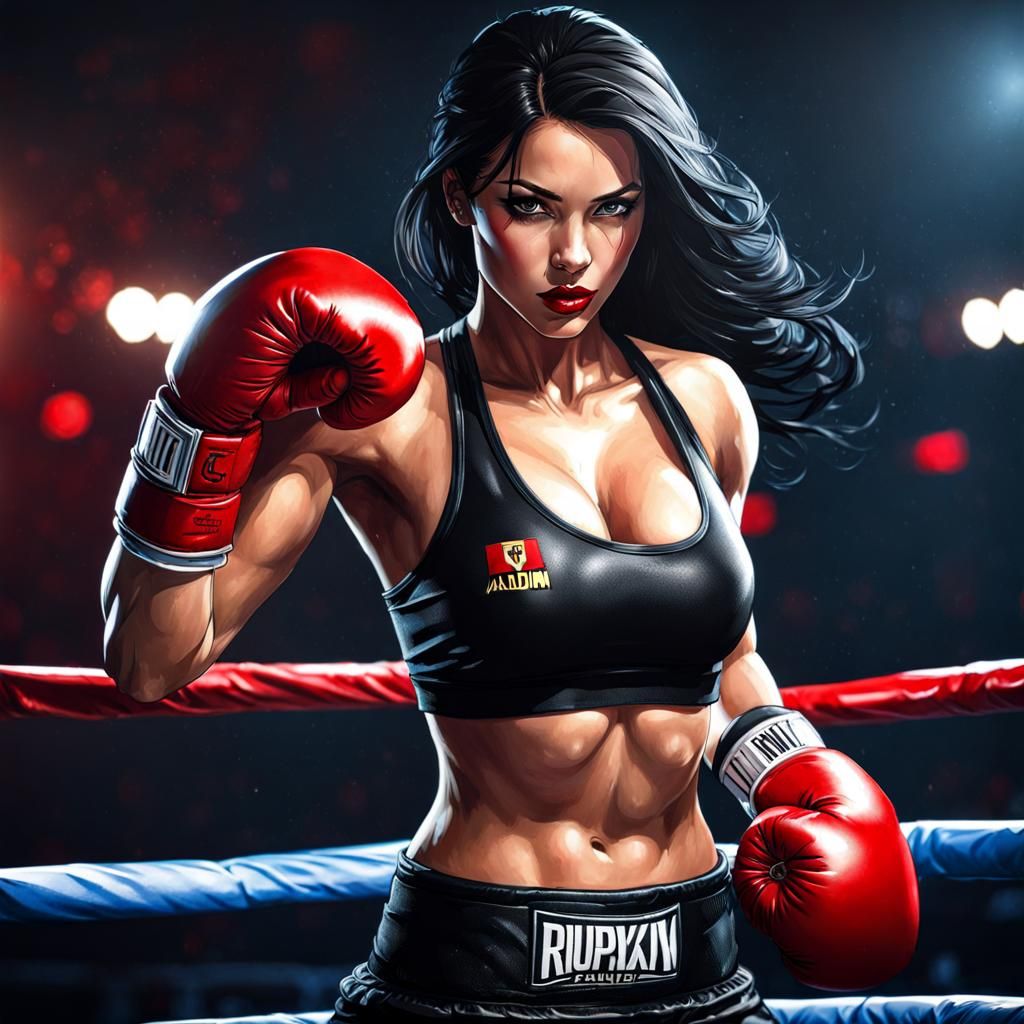 Beautiful Romanian Boxer Portrait in Splash Art Style