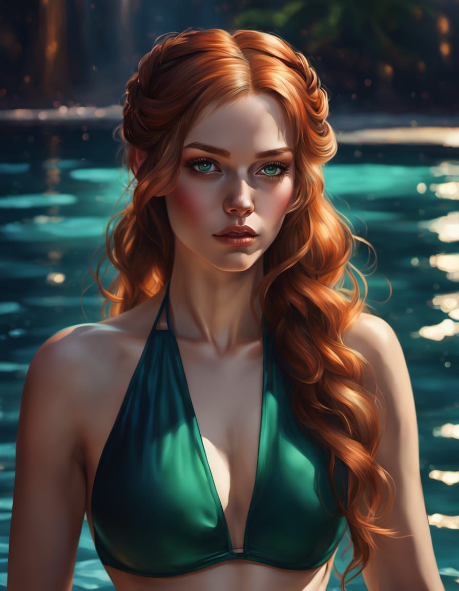 Hyper-Realistic Oil Painting of Russian Woman with Auburn Pi...