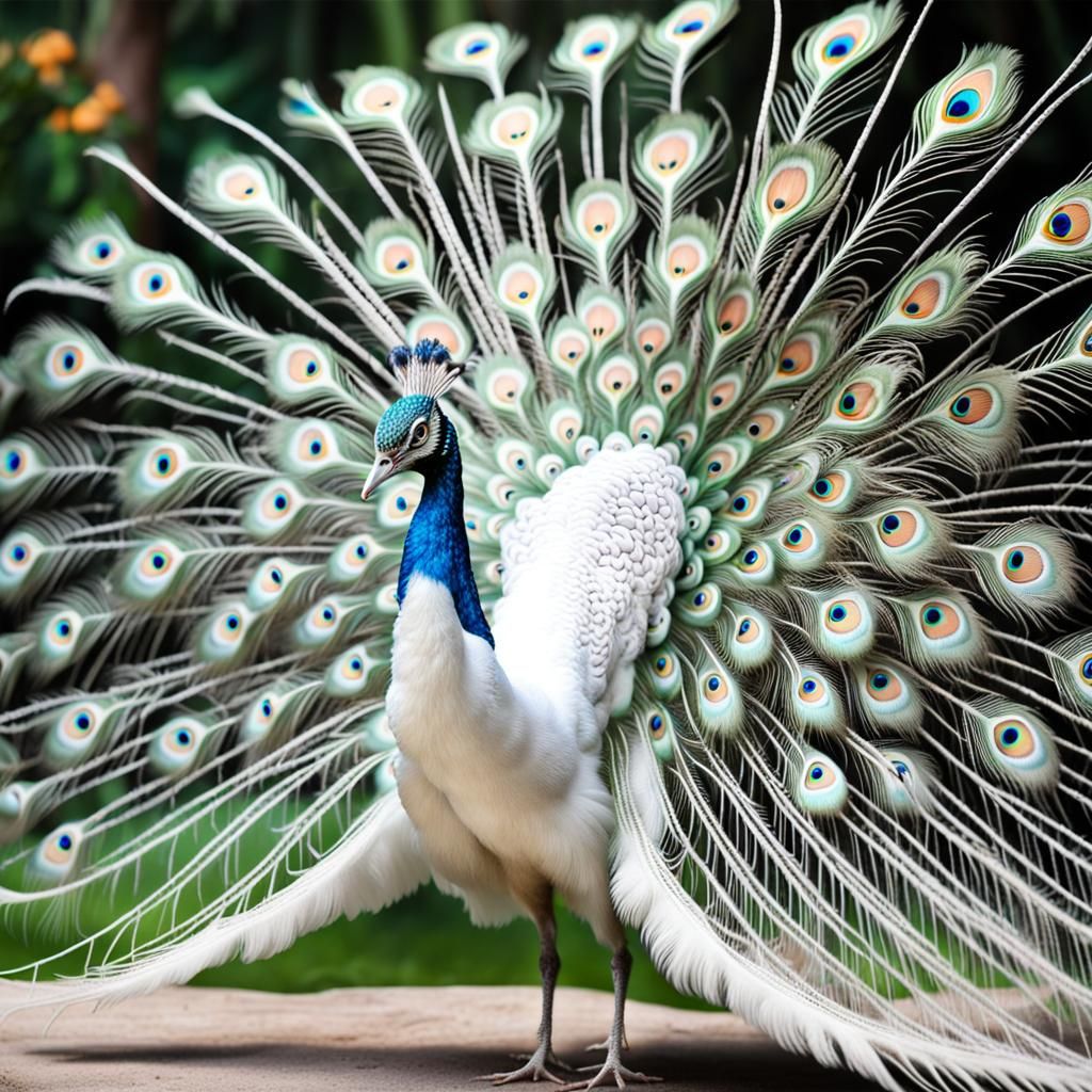White Peacock in Majestic Splendor