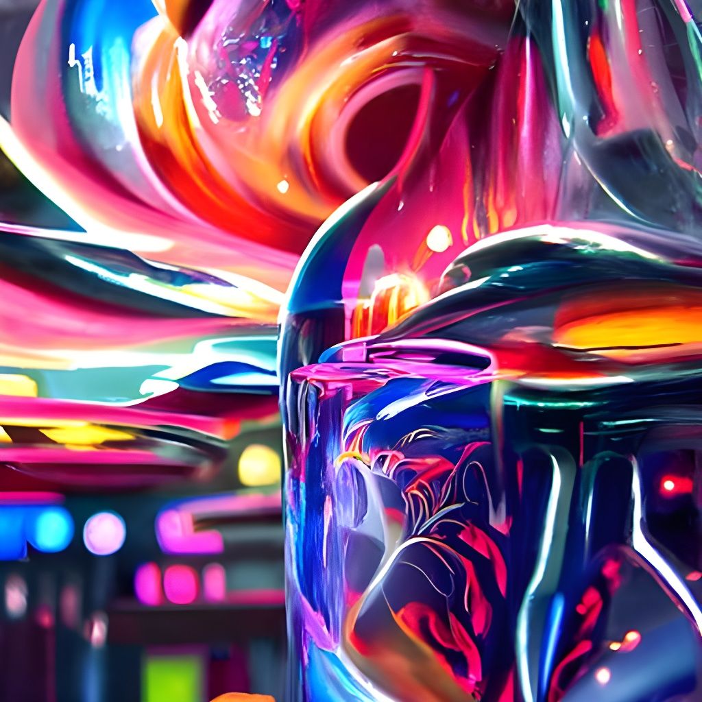 Vibrant Glass Vase in a Neon Wonderland