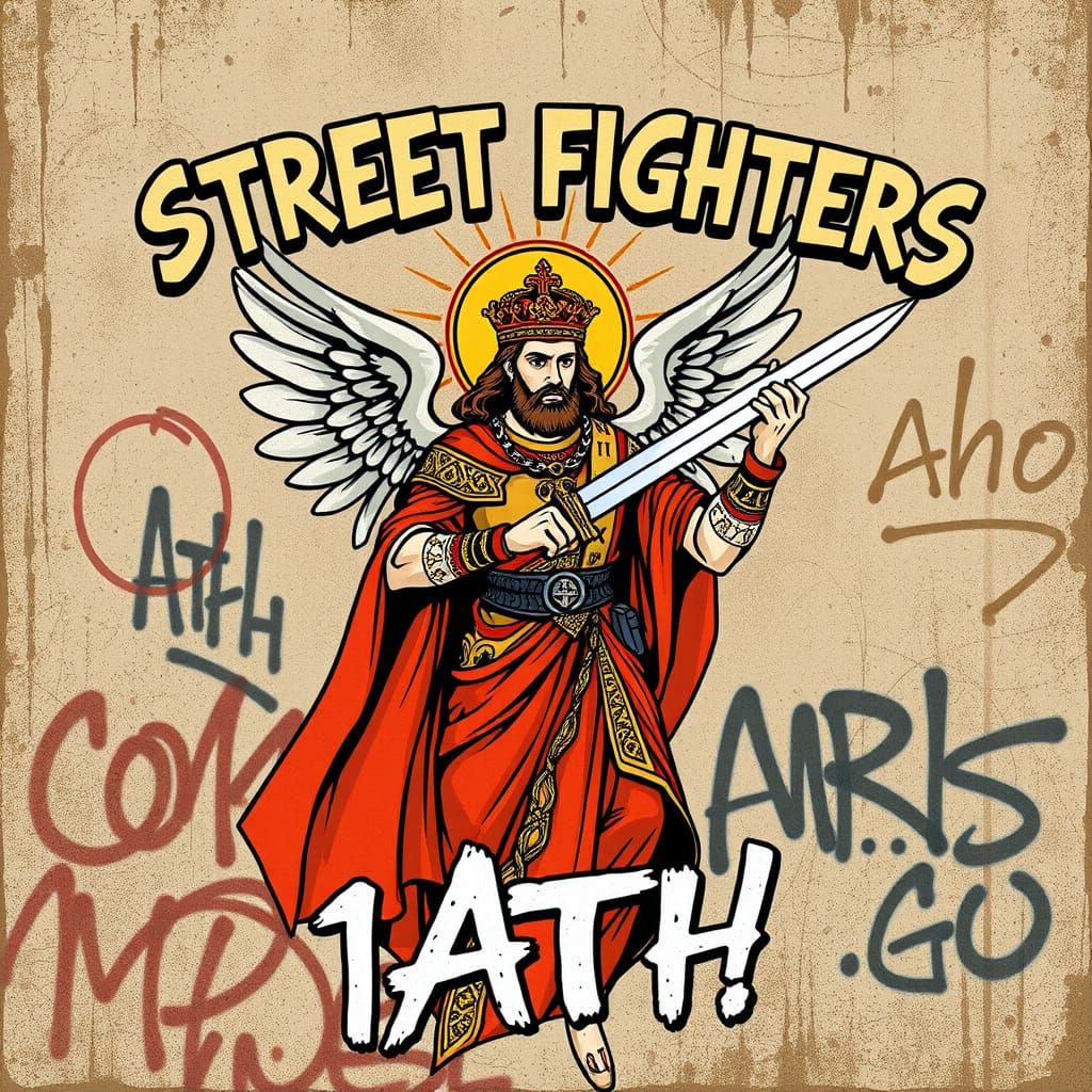 St Michael Icon in Street Art Style