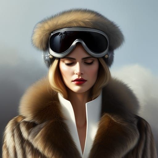 Attractive Pilot Portrait with Aviator Sunglasses in Artgerm...