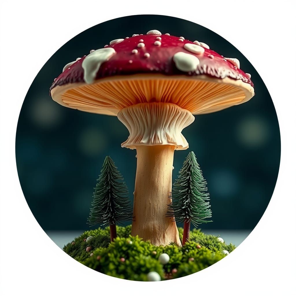 Alien Mushroom with Upside Down Christmas Trees