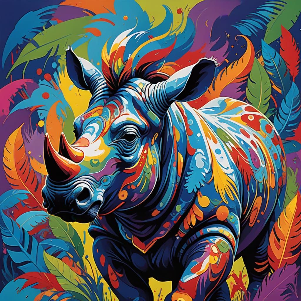Psychedelic Rhino Transformed Into Exotic Feathered Bird