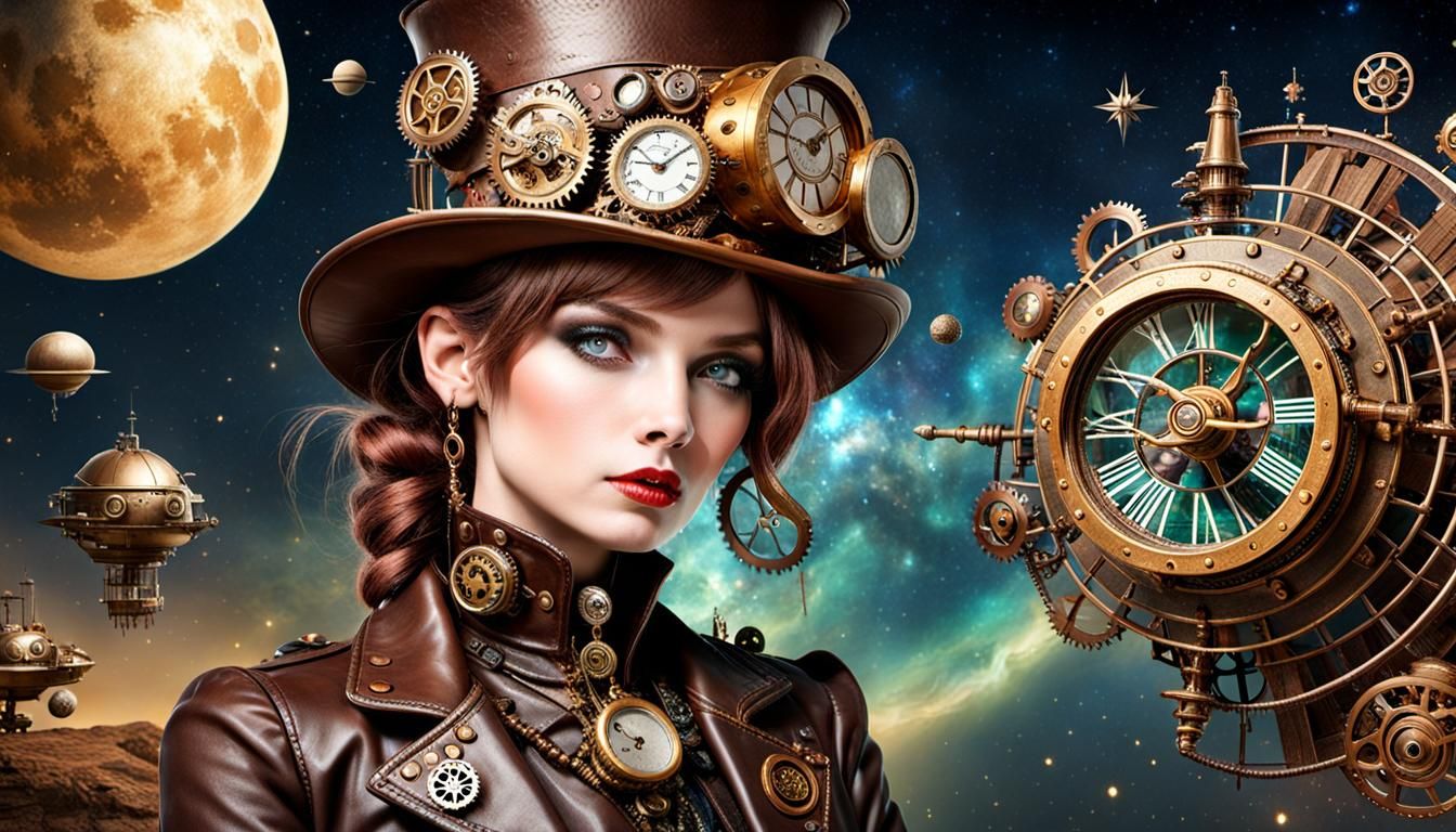 Steampunk Space Girl in Whimsical Style
