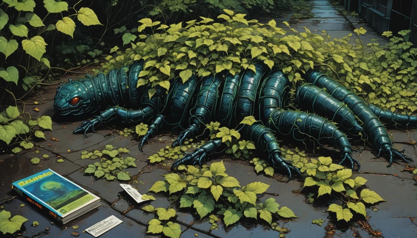 Bio-Futuristic Centipedes in Neon-Lit Cityscape