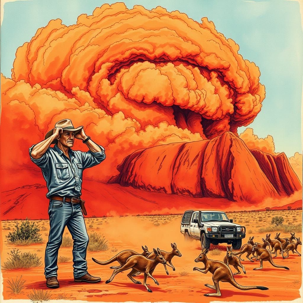 Red Dust Storm Sweeps Australian Outback