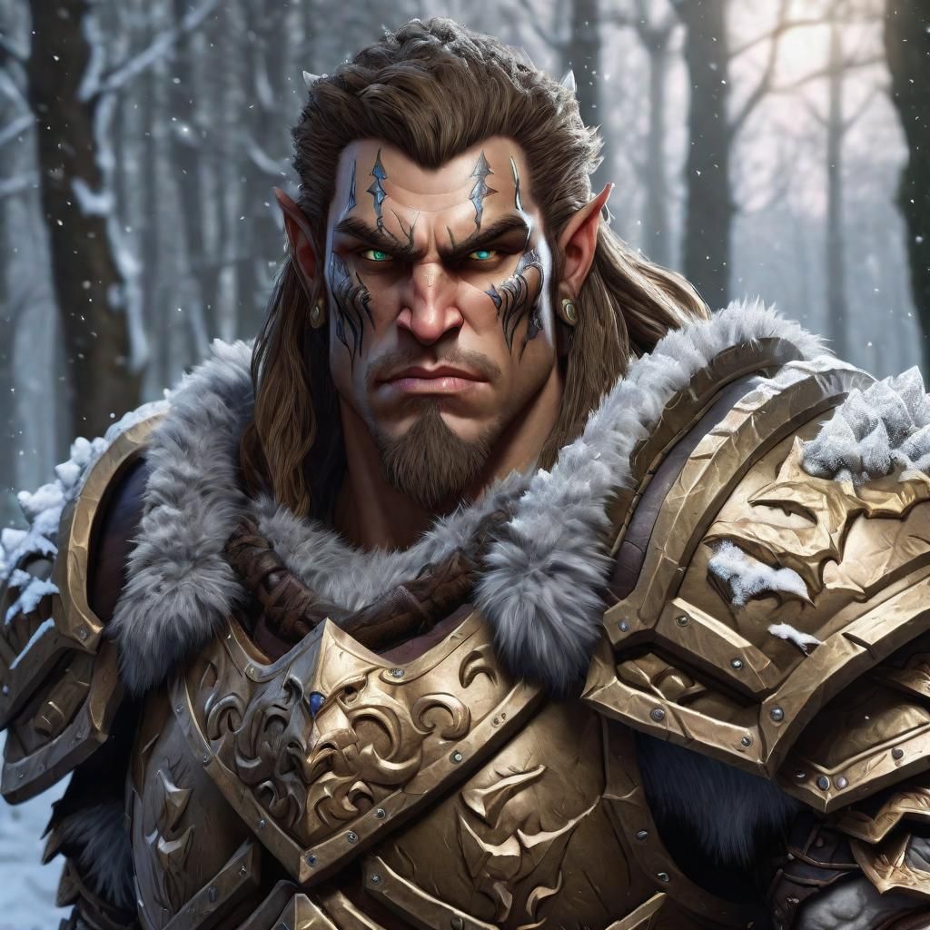 Goliath Warrior in Warcraft Style, Hyperrealistic
