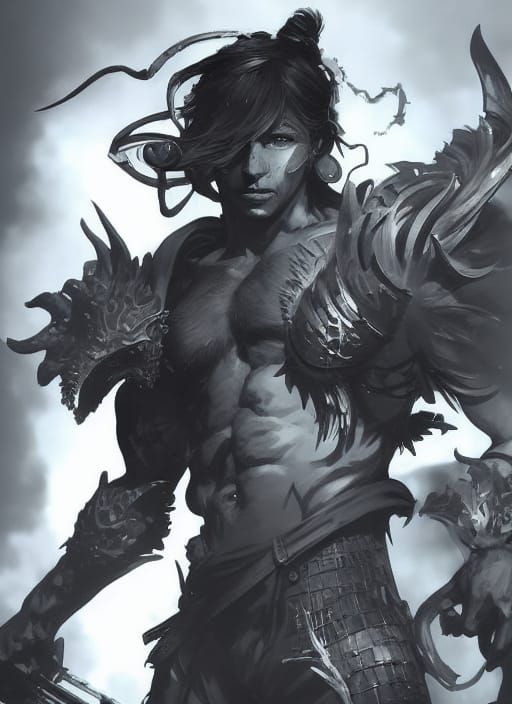 Vibrant DnD Triton Portrait in Dark Fantasy Style