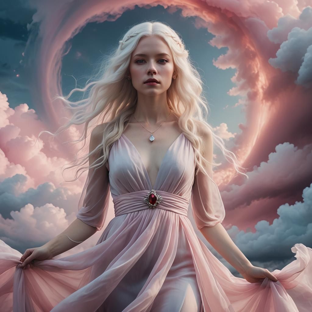 Ethereal Albino Woman in Pastel Goth Aesthetic