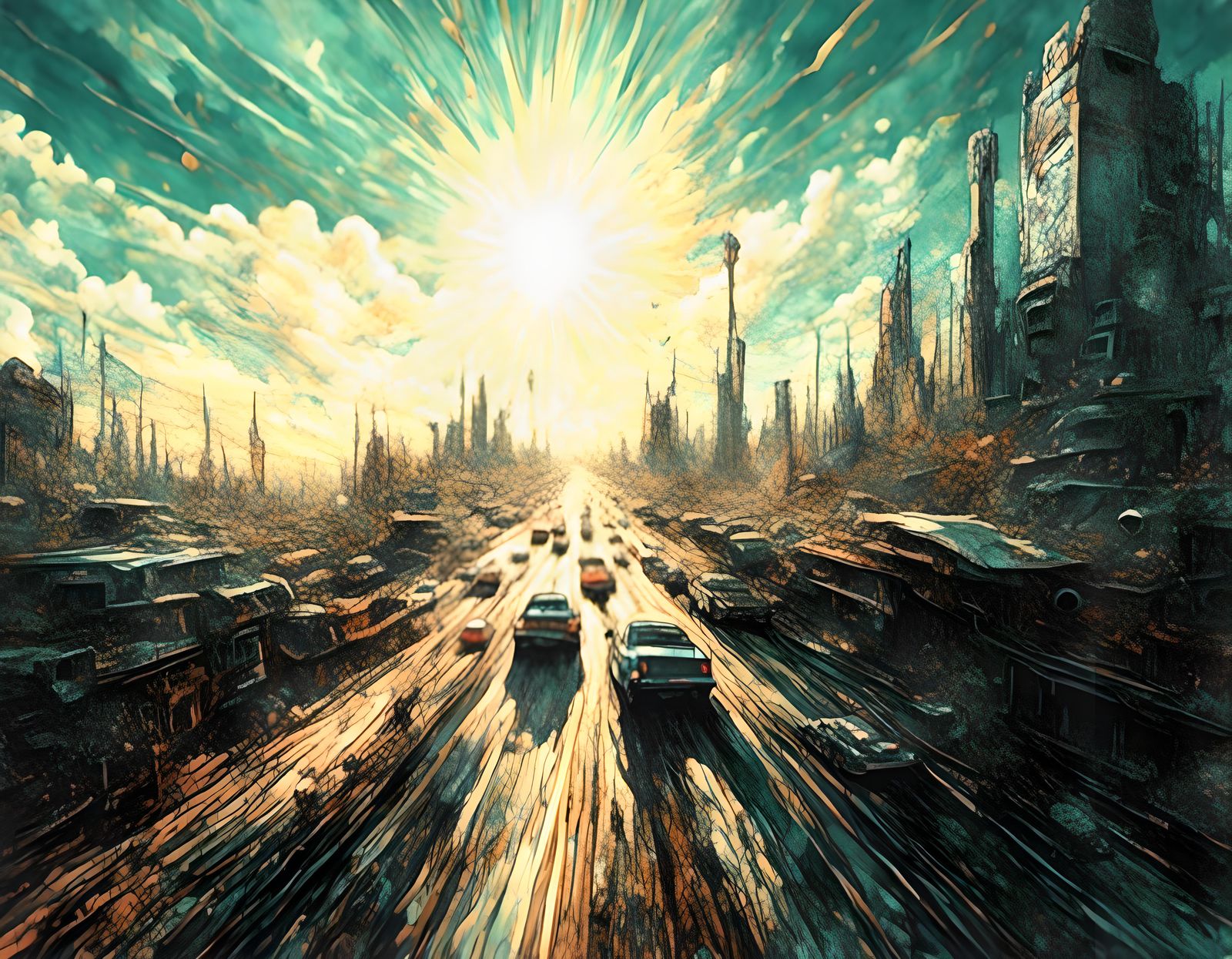 Expressway Rush Hour: Hyperrealistic Cinematic Scene