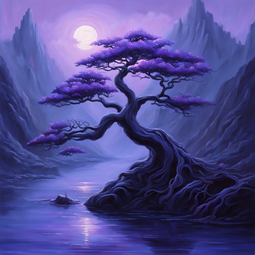 Surreal Misty Purple Bonsai by River